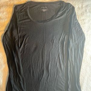 Tahari Women's Long Sleeve Mesh Solid Top Black Size XS